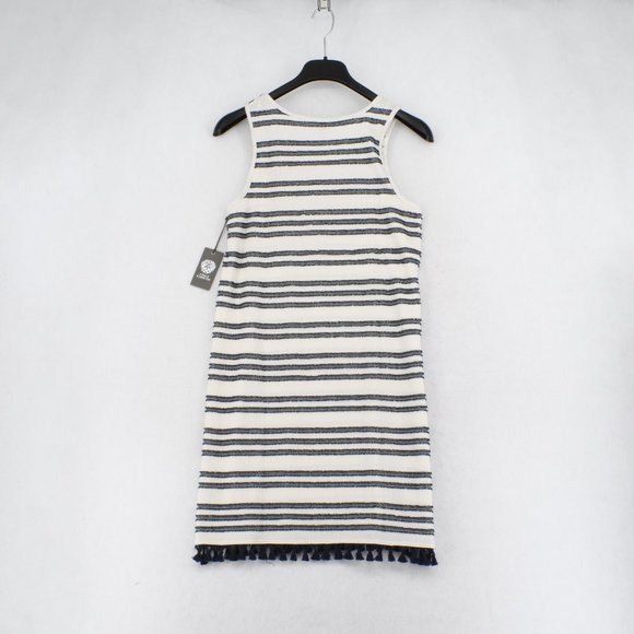 Vince Camuto Womens Striped Fringe Tassel Trim Sleeveless Knit Short Dress - Picture 6 of 7